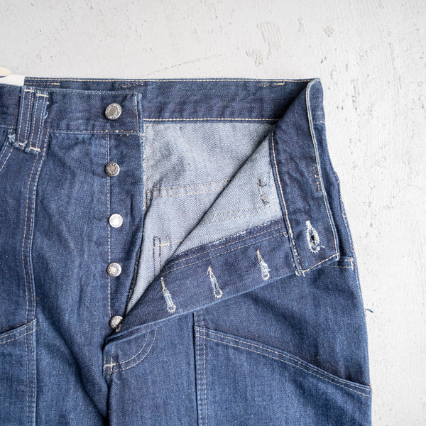 around 1990s? Italy indigo blue wide work pants 'MORRIS JEANS DIVISION'