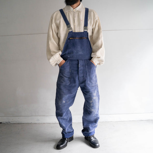 1950-60s blue moleskin work overall -good damage-