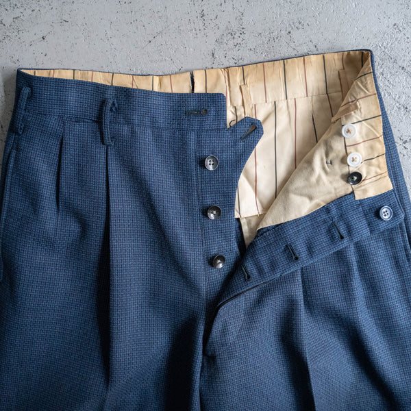 1970s Japan vintage blue based all-over pattern slacks