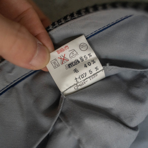 1990s Japan vintage black × gray checked wool pants