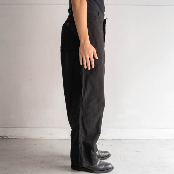 around 1980s German military cotton twill work pants 'dead stock' -black dyed-