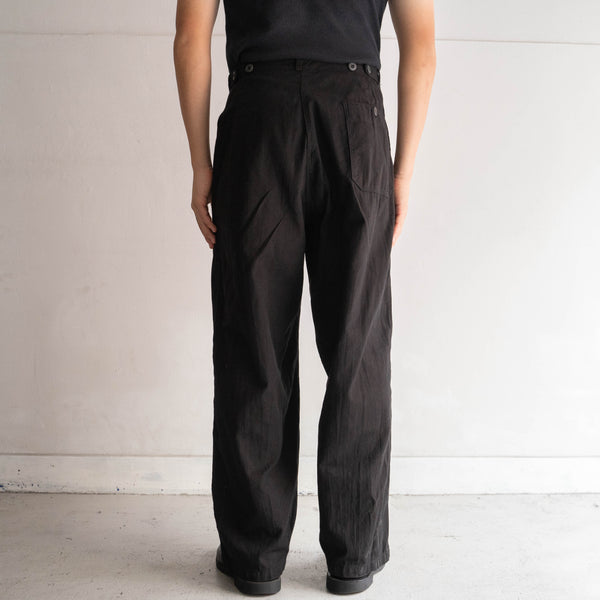 around 1980s German military cotton twill work pants 'dead stock' -black dyed-