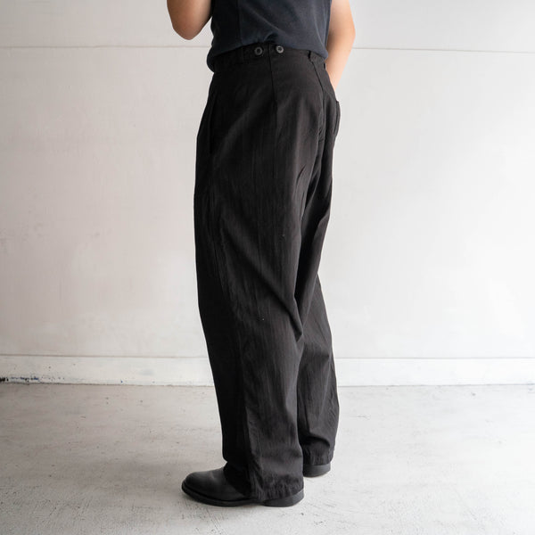 around 1980s German military cotton twill work pants 'dead stock' -black dyed-