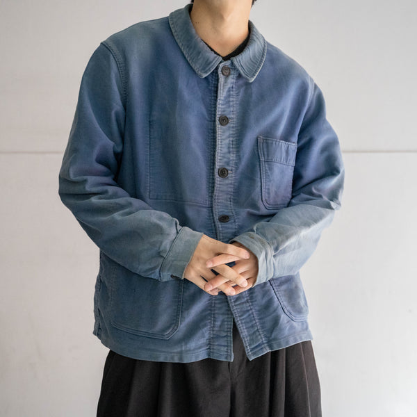 1950-60s France 'Adolphe Lafont' blue moleskin jacket -good fade-
