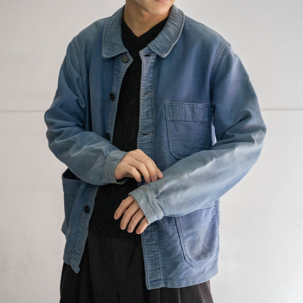 1950-60s France 'Adolphe Lafont' blue moleskin jacket -good fade-