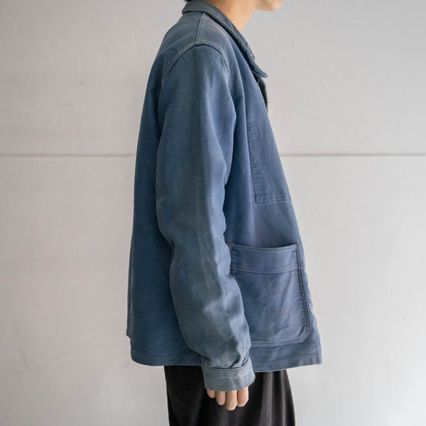 1950-60s France 'Adolphe Lafont' blue moleskin jacket -good fade-