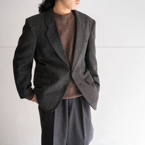 1980-90s Japan vintage gray color tweed tailored jacket