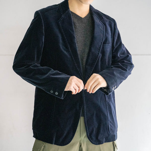 1980s Japan vintage navy velour tailored jacket