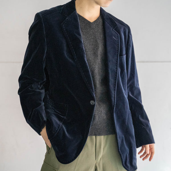1980s Japan vintage navy velour tailored jacket