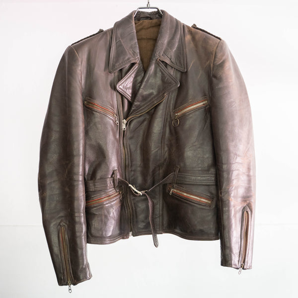 1960-70s Germany motorcycle brown leather short jacket 'with four pocket'