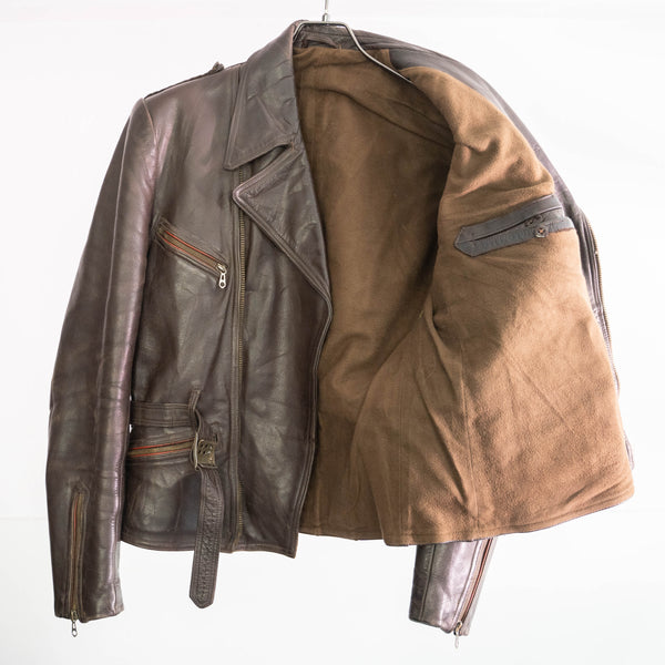 1960-70s Germany motorcycle brown leather short jacket 'with four pocket'