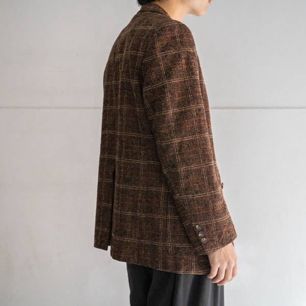 1970-80s Japan vintage brown check tweed tailored jacket
