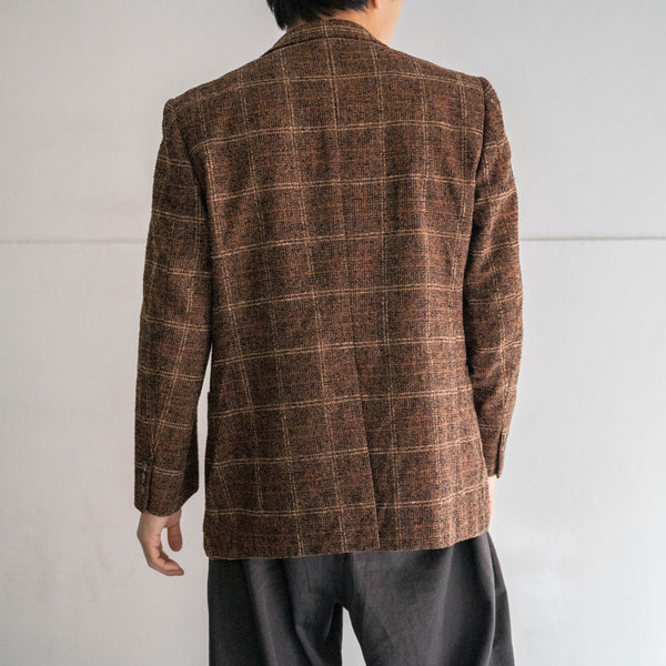 1970-80s Japan vintage brown check tweed tailored jacket