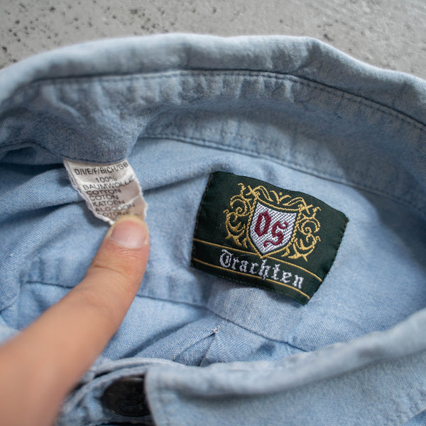 1990s light blue tyrolean s/s shirt -remake-