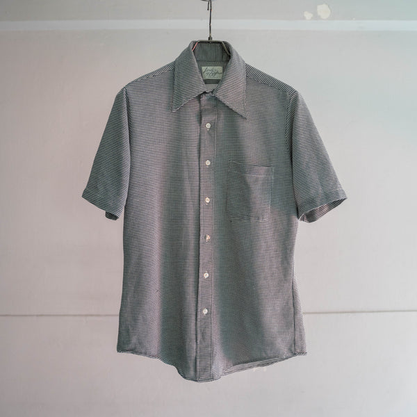1970-80s houndstooth knit s/s shirt