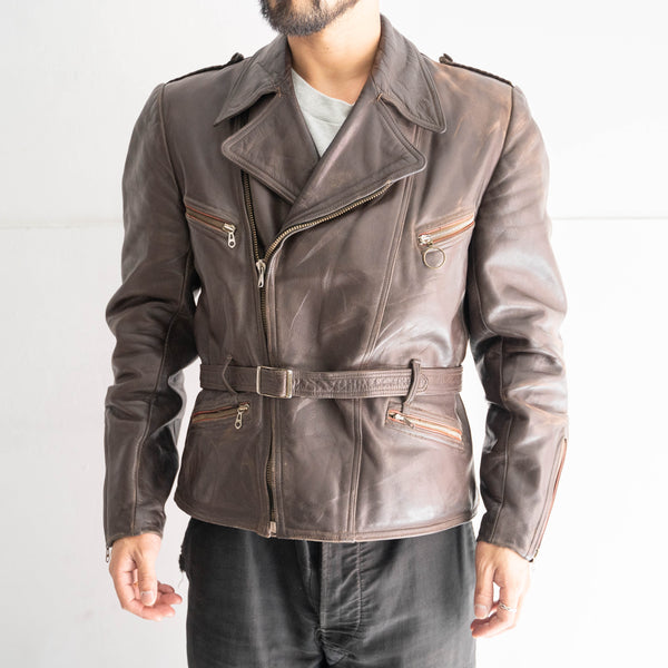 1960-70s Germany motorcycle brown leather short jacket 'with four pocket'