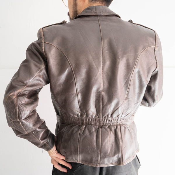 1960-70s Germany motorcycle brown leather short jacket 'with four pocket'