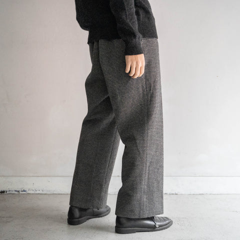 1990s Japan vintage black × gray checked wool pants