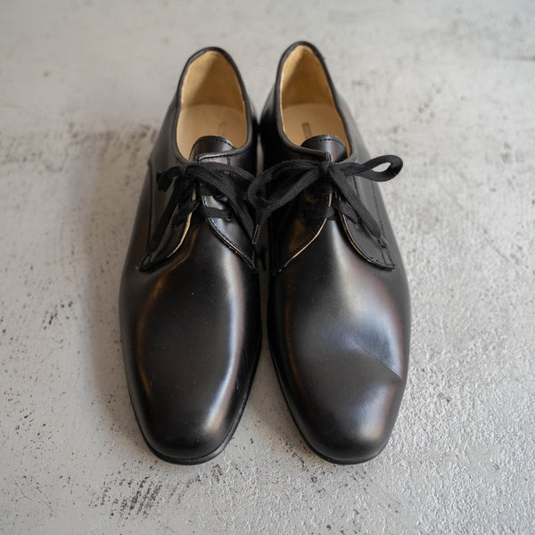 1990-00s Italian military black color plain toe leather shoes 'dead stock'