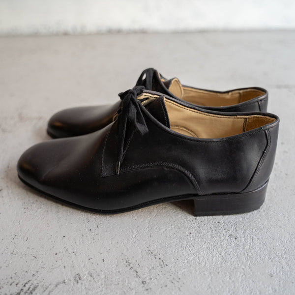 1990-00s Italian military black color plain toe leather shoes 'dead stock'