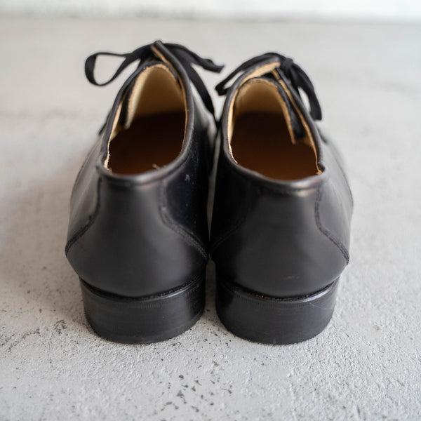 1990-00s Italian military black color plain toe leather shoes 'dead stock'