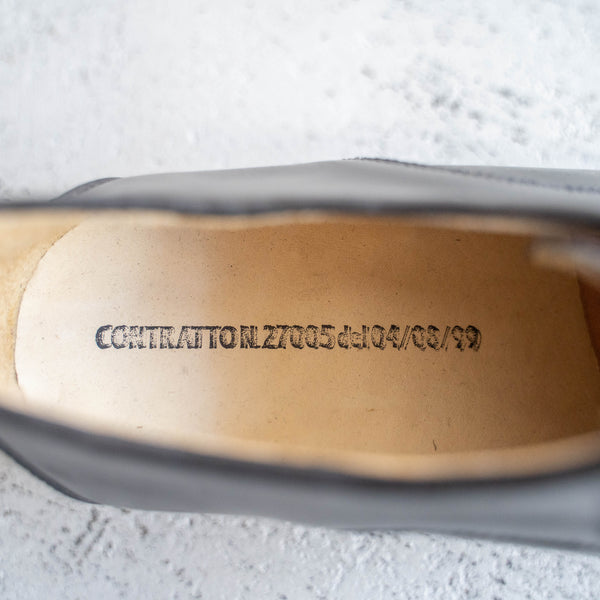 1990-00s Italian military black color plain toe leather shoes 'dead stock'
