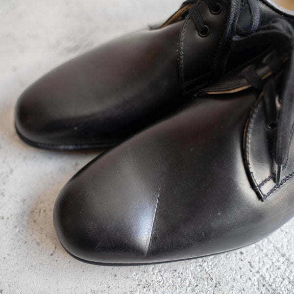 1990-00s Italian military black color plain toe leather shoes 'dead stock'