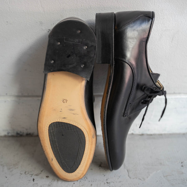 1990-00s Italian military black color plain toe leather shoes 'dead stock'
