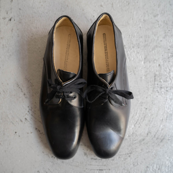 1990-00s Italian military black color plain toe leather shoes 'dead stock'