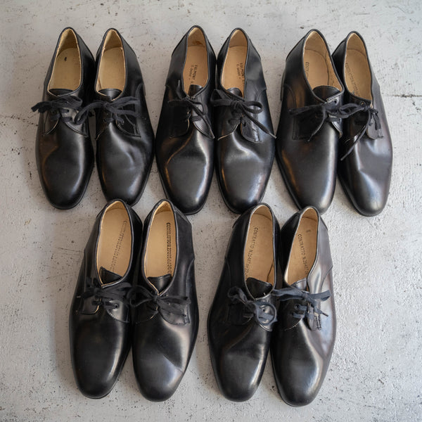 1990-00s Italian military black color plain toe leather shoes 'dead stock'