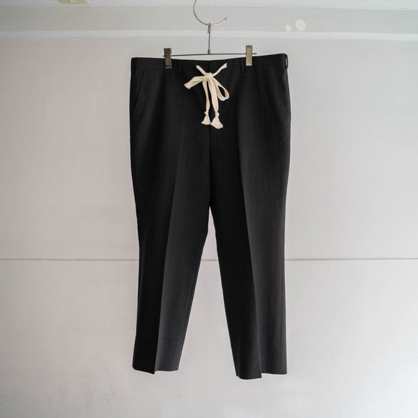 1990s Japan vintage black poly 100 wide slacks -waist remake-
