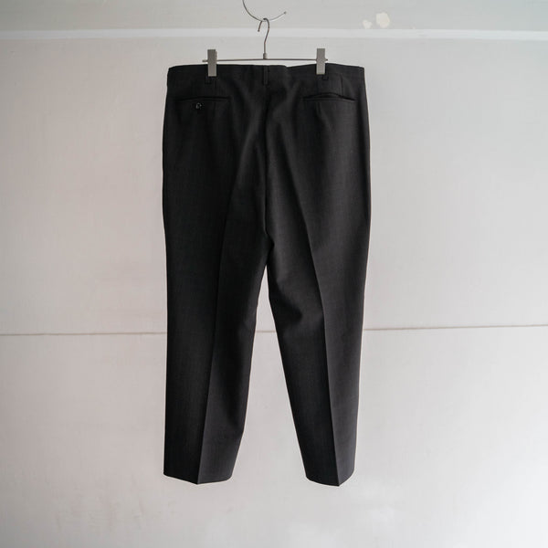 1990s Japan vintage black poly 100 wide slacks -waist remake-