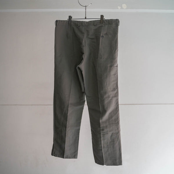 around 1970s Italian military linen × cotton work pants 'dead stock' -waist remake-