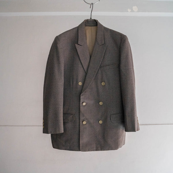 1960-70s Japan vintage gray based double breasted jacket -great fabric-