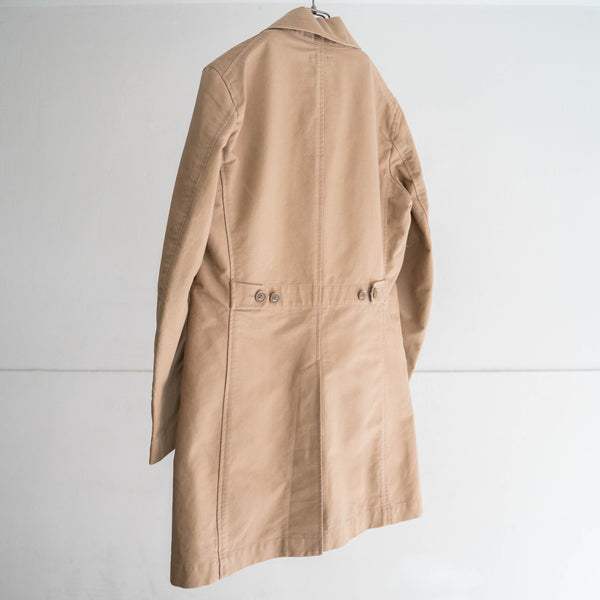 2000s beige color cotton soutien collar coat -with chin strap-