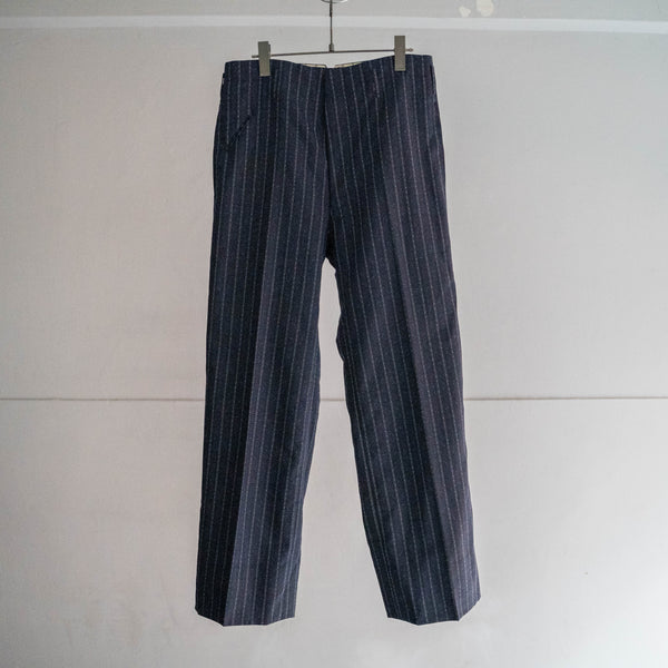1970s Japan vintage blue based stripe slacks with coin pocket
