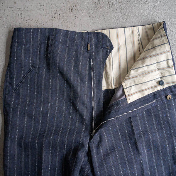 1970s Japan vintage blue based stripe slacks with coin pocket