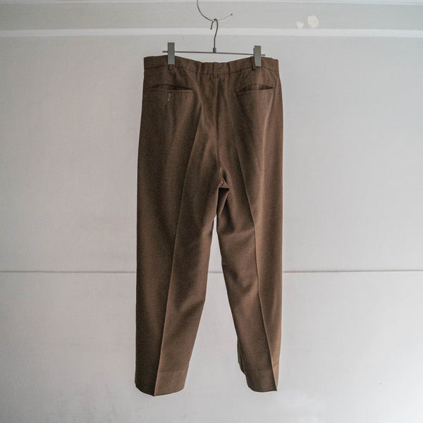 1990s Japan vintage brown poly ×rayon 1 tuck slacks