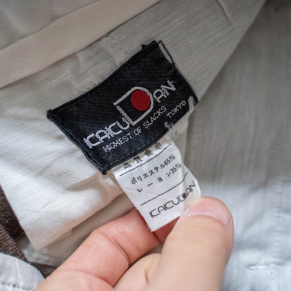 1990s Japan vintage brown poly ×rayon 1 tuck slacks