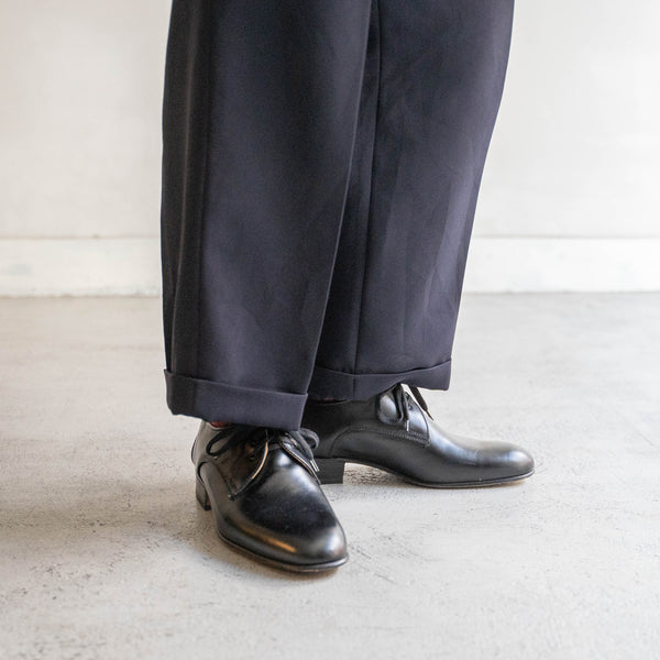 1990-00s Italian military black color plain toe leather shoes 'dead stock'