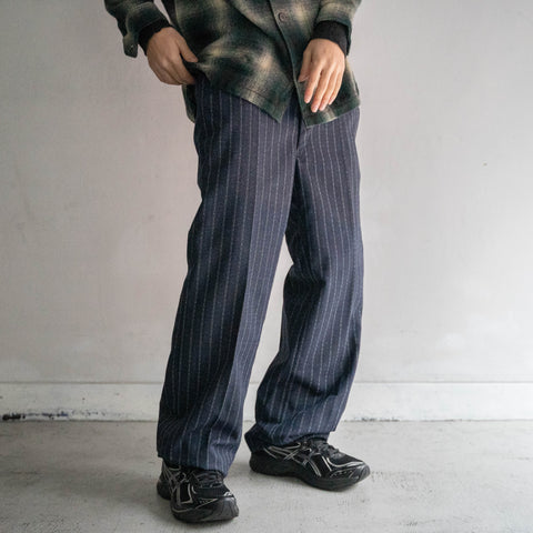 1970s Japan vintage blue based stripe slacks with coin pocket