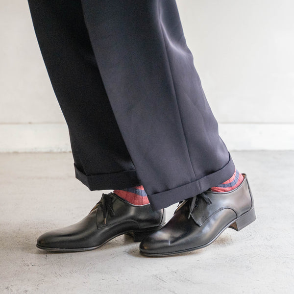 1990-00s Italian military black color plain toe leather shoes 'dead stock'
