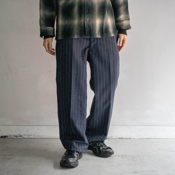 1970s Japan vintage blue based stripe slacks with coin pocket
