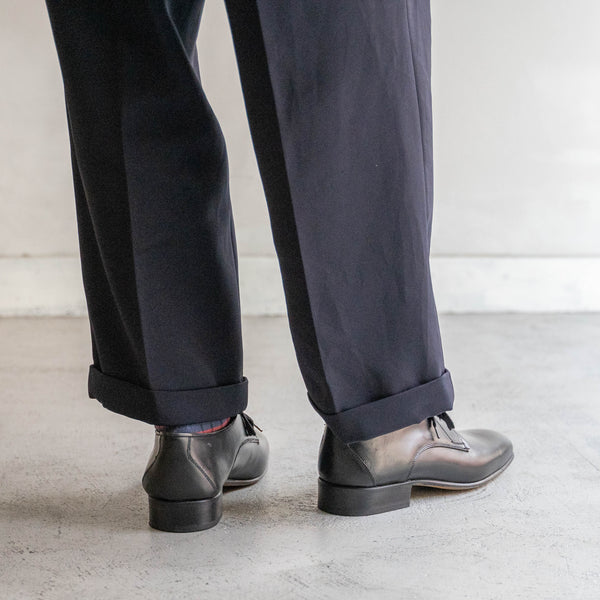 1990-00s Italian military black color plain toe leather shoes 'dead stock'