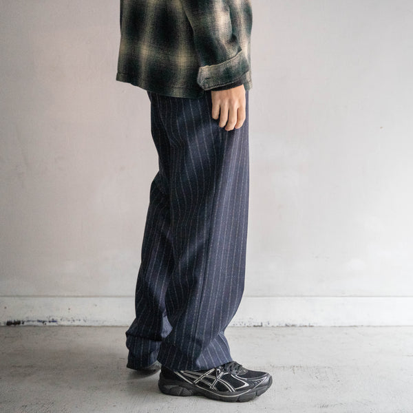 1970s Japan vintage blue based stripe slacks with coin pocket