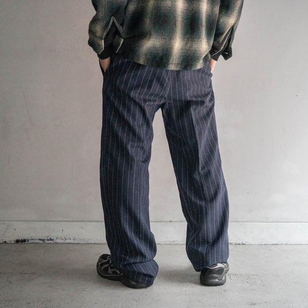 1970s Japan vintage blue based stripe slacks with coin pocket