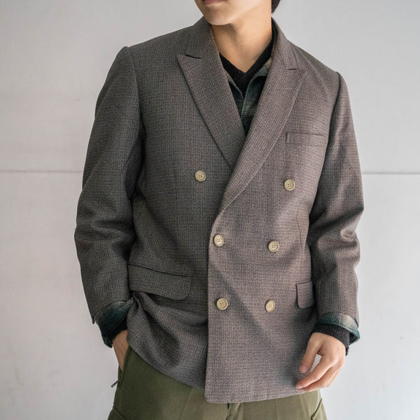 1960-70s Japan vintage gray based double breasted jacket -great fabric-