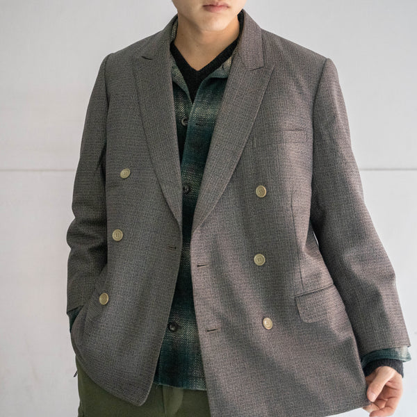 1960-70s Japan vintage gray based double breasted jacket -great fabric-
