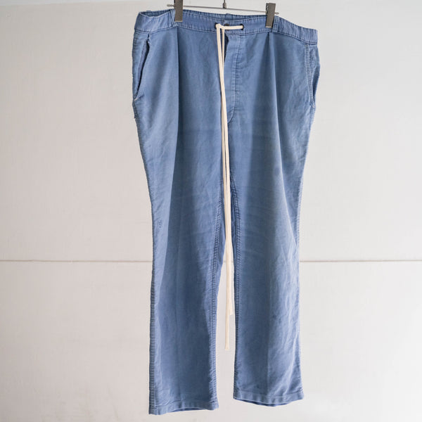 1960-70s France blue moleskin pants 'waist cord remake' -good fade-