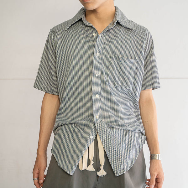 1970-80s houndstooth knit s/s shirt